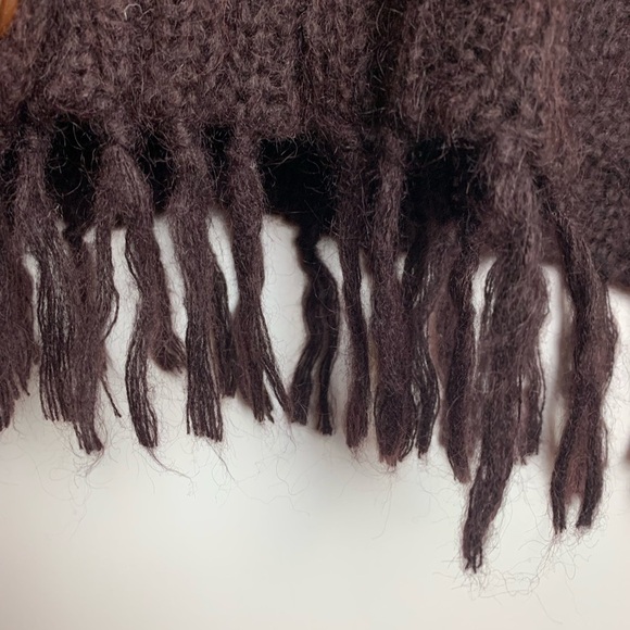 April Cornell For Cornell Trading Womens OS Brown Cable Knit Shawl Poncho Fringe - Picture 11 of 12